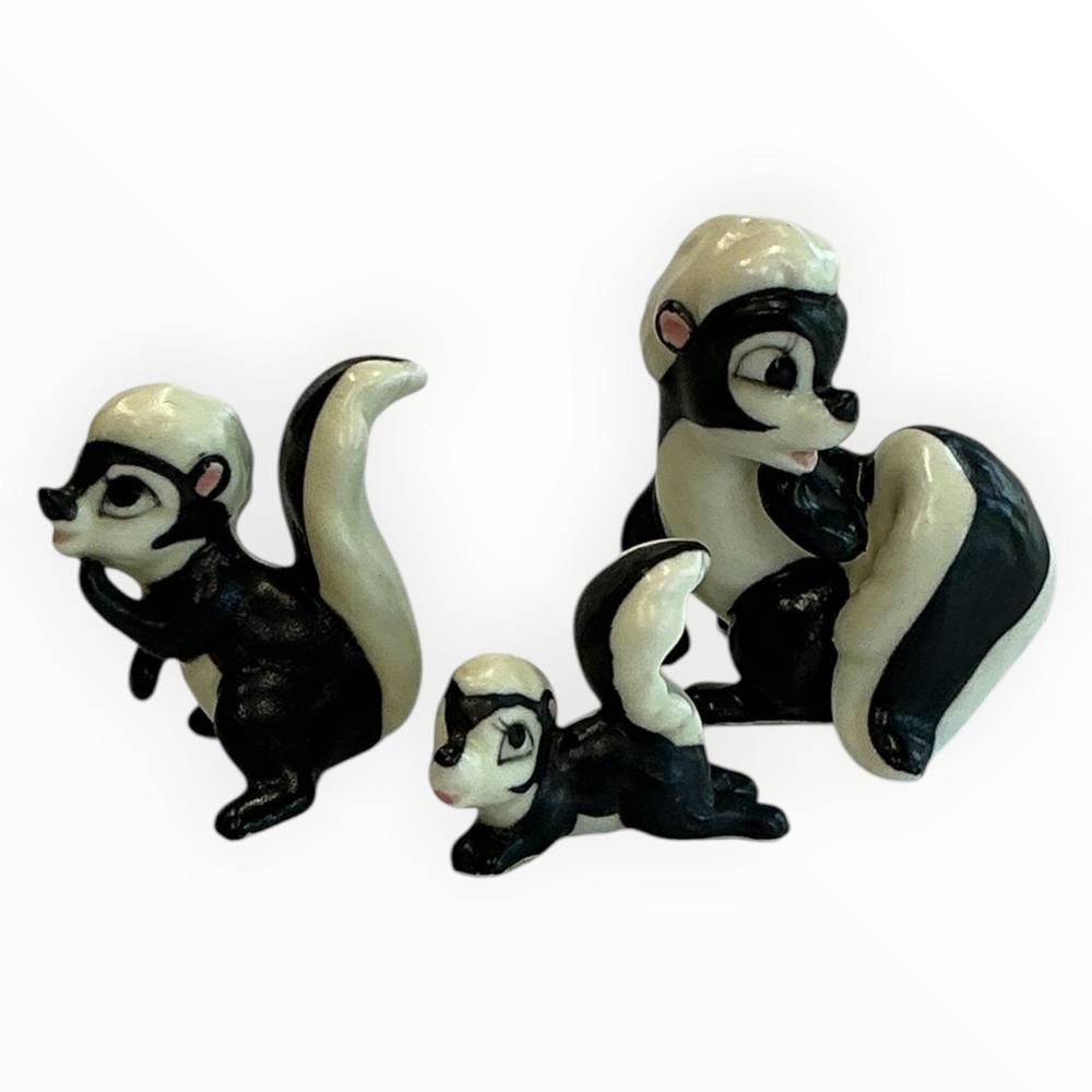 Skunk Figurines Lot of 3‎ Authentic Bone China Collectible Miniatures